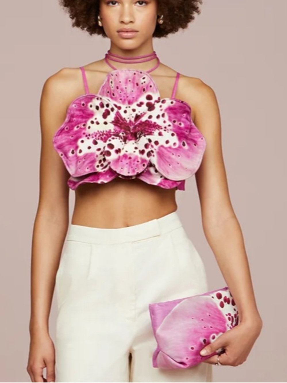 NWOT Amur Maisie 3D Orchid Crop Top in Coraline 0